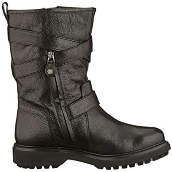 Geox Asheely Women's Leather Mid-Calf Biker Boot - Picture 2 of 9